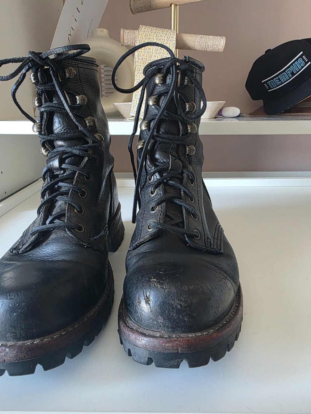 Frye Men's Black Leather Lace-Up Work Boots - Picture 3 of 11
